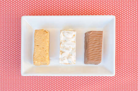nougat, a typical dessert of Christmas in Spain. Soft, hard and chocolate nougat.