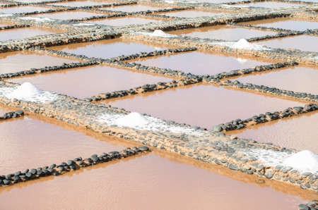 Making sea salt in Fuerteventura, Canary Island, Spain.の写真素材