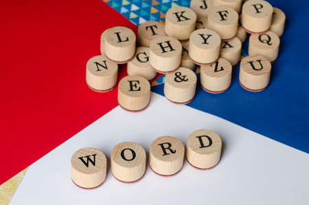 Alphabet wooden stamps to write WORDS.の写真素材