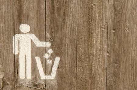 Sign for trash site on wood, in Canary islands, Spain.の写真素材