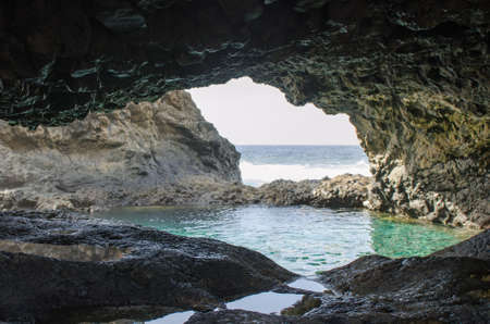 Charco Azul, Blue Pool, a natural pool  with turquoise water in El Hierro, Canary islands, Spain.の写真素材