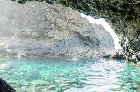 Charco Azul, Blue Pool, a natural pool  with turquoise water in El Hierro, Canary islands, Spain.の写真素材