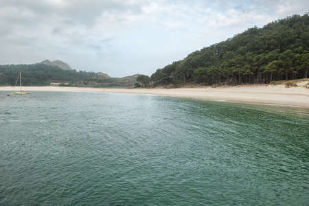 Rodas beach on Cies islands natural park, Galicia, Spainの写真素材