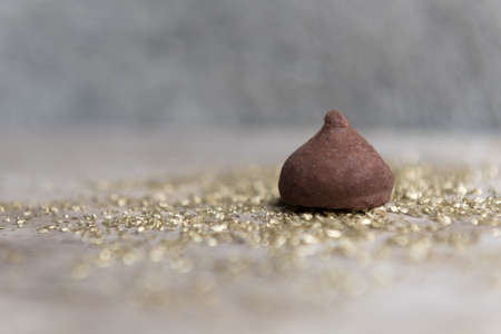chocolate truffles close-up on the table. Horizontalのeditorial素材