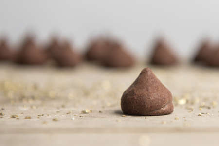 chocolate truffles close-up on the table. Horizontalのeditorial素材