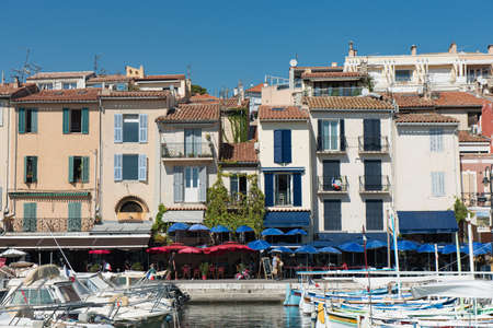 View Of The Colorful Buildings In The City Center And Boats In The Port-Cassis,south of France.