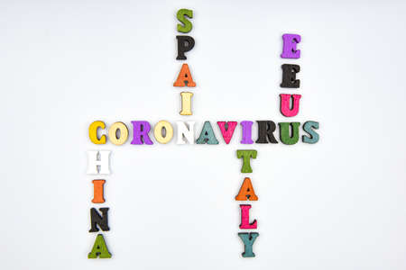 Crossword on the topic Coronavirus: Countries with more coronavirus-infected patientsの写真素材