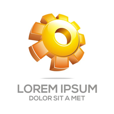 Logo gear 3D conceptual engineering vector Abstract technologyのイラスト素材