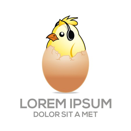 Baby Emblem with cute Chicken and Eggのイラスト素材