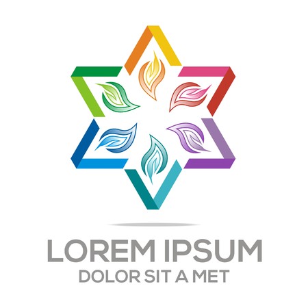 design abstract ecology leaf colorful logo star vectorのイラスト素材