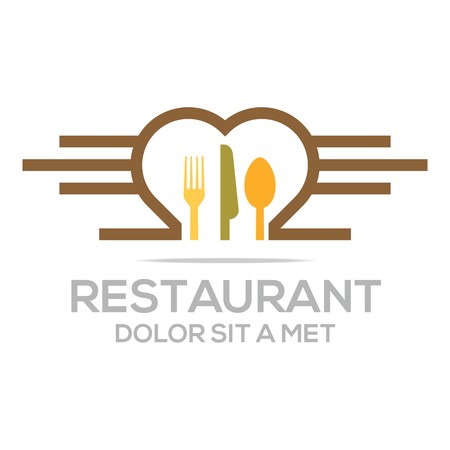 Besteck Love Kitchen Set Utensils Restaurant Logoのイラスト素材