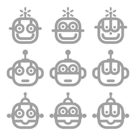 Logo Robot Head Silver Technology Icon Symbolのイラスト素材