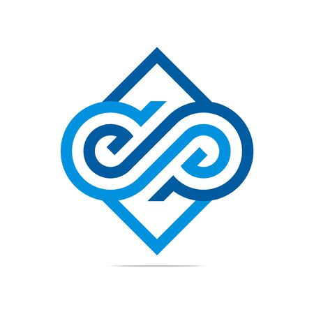 Logo Design Letter G Combination S with Rhombus Blue Abstract Iconのイラスト素材