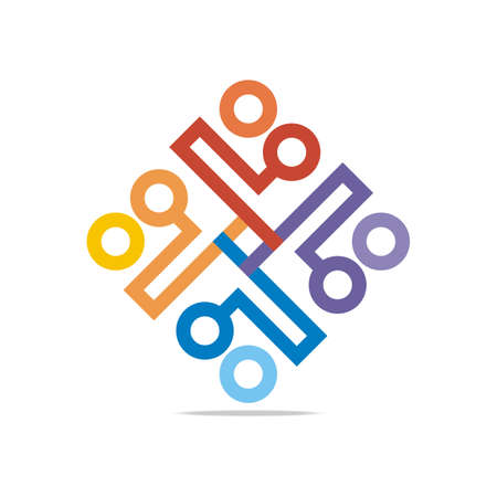 Logo Abstract Connection Circle Square Element Design Vectorのイラスト素材