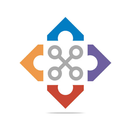 Logo Abstract Connection Circle Square Element Design Vectorのイラスト素材