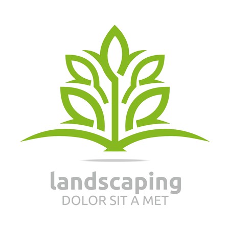 Abstract logo leaves landscaping ecology design vectorのイラスト素材