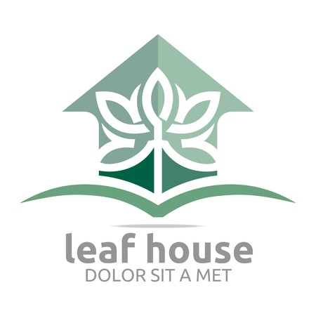 Abstract logo real estate leaf house design icon vectorのイラスト素材