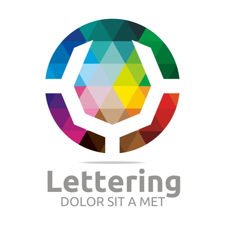 Abstract logo lettering V rainbow alphabet design vectorのイラスト素材