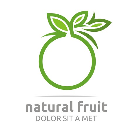 Logo natural fruit orange fresh lime leaves design vectorのイラスト素材