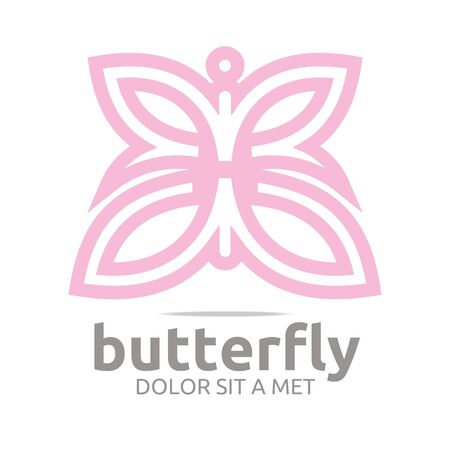 Logo butterfly leaf pink insect spring symbol vectorのイラスト素材