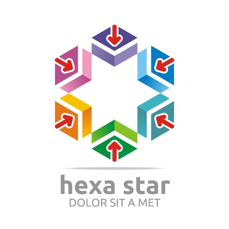 Logo Hexa Star House Arrow Design Icon Symbolのイラスト素材
