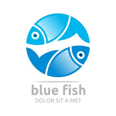 Logo Six Blue Fish Design Icon Symbolのイラスト素材