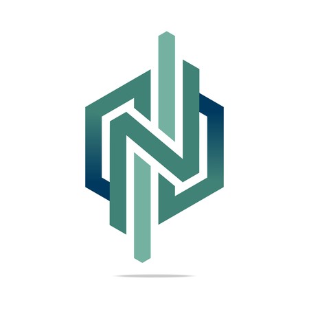 Logo Abstract Arrow Letter N Symbol Hexa Connecting Icon Element Vectorのイラスト素材