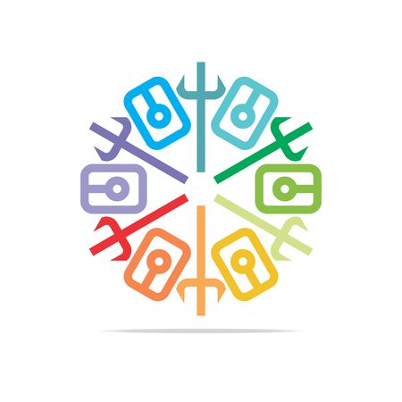 Design abstract element circle Letter T logo vector icon editableのイラスト素材