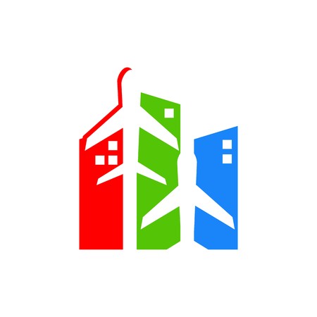 Holiday Plane Logo flying aviation trip vocation route expedition travelingのイラスト素材