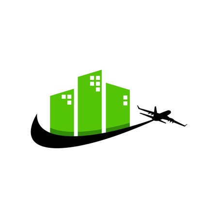 Holiday Plane Logo flying aviation trip vocation route expedition travelingのイラスト素材