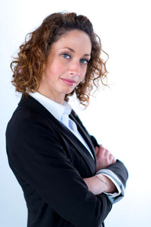isolated portrait of a beautiful young executive womanの写真素材
