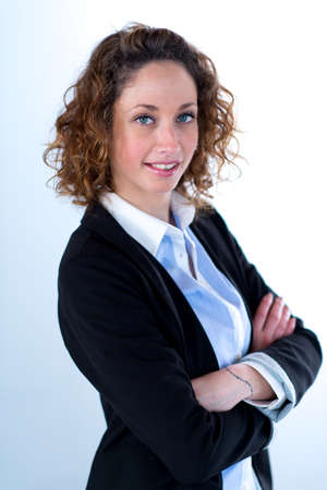 isolated portrait of a beautiful young executive womanの写真素材