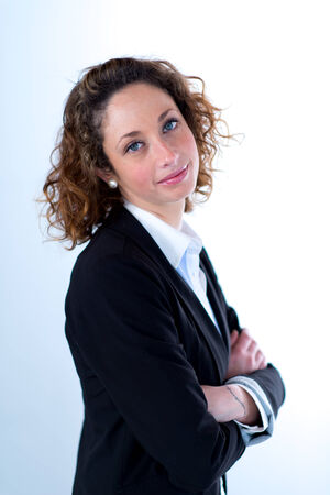 isolated portrait of a beautiful young executive womanの写真素材