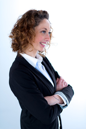 isolated portrait of a beautiful young executive womanの写真素材
