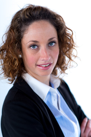 isolated portrait of a beautiful young executive womanの写真素材