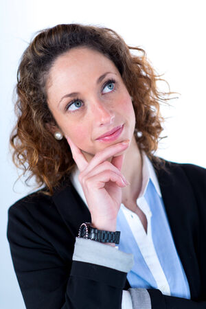 isolated portrait of a beautiful young executive womanの写真素材