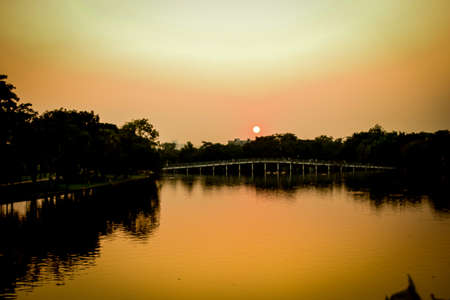 Beautiful sunset with nice sky color in Thailand.の写真素材