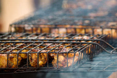 Grilling chickenの写真素材