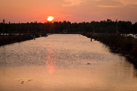 Sunset near water poundの写真素材