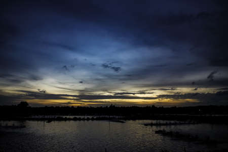 Amazing landscape view by the shrimp pound in south of Thailandの写真素材