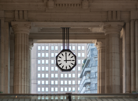 Station clock in Milanの写真素材