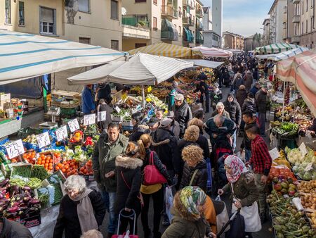 Outdoor fruits and vegetables marketのeditorial素材