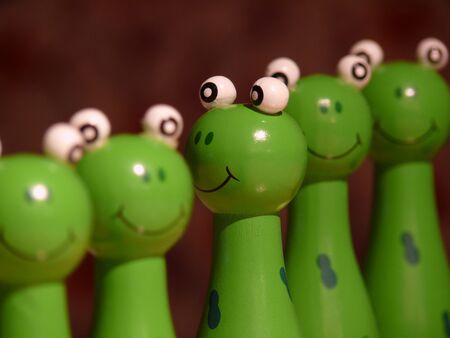 Green wood frog with background blurの写真素材