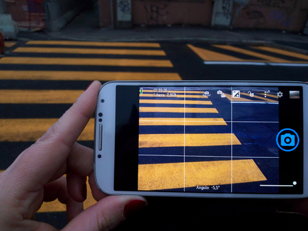 Picture in picture of yellow Pedestrian crossing