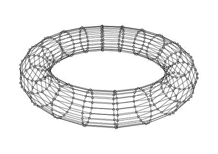 Torus with line and dots on white background. Vector illustrationのイラスト素材