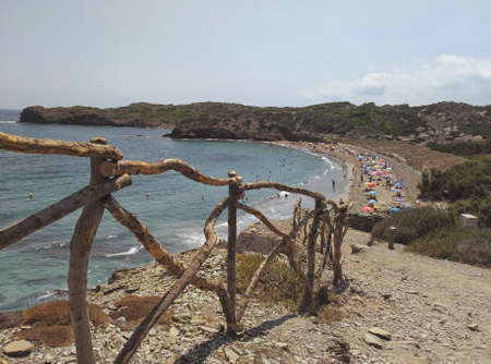 Tortuga Beach on the way Cami de Cavalls in Minorca, Spainの写真素材