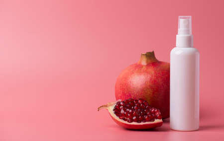 Pampering advertising creative concept. Panoramic photo of aerosol plastic pump container of...