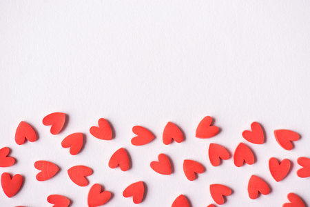 Happy mom day congratulations concept. Photo of lovely red nice hearts isolated white backgroundの写真素材