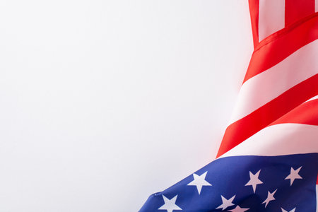 Public holiday in USA concept. High angle view photo of the flag of United States of America on...
