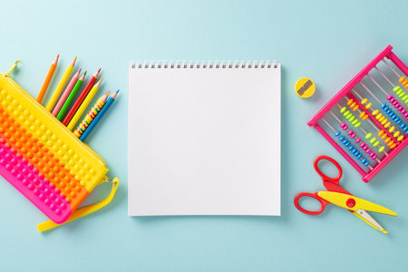Explore the wonders of early education with this top-down perspective: a vivid assortment of school...